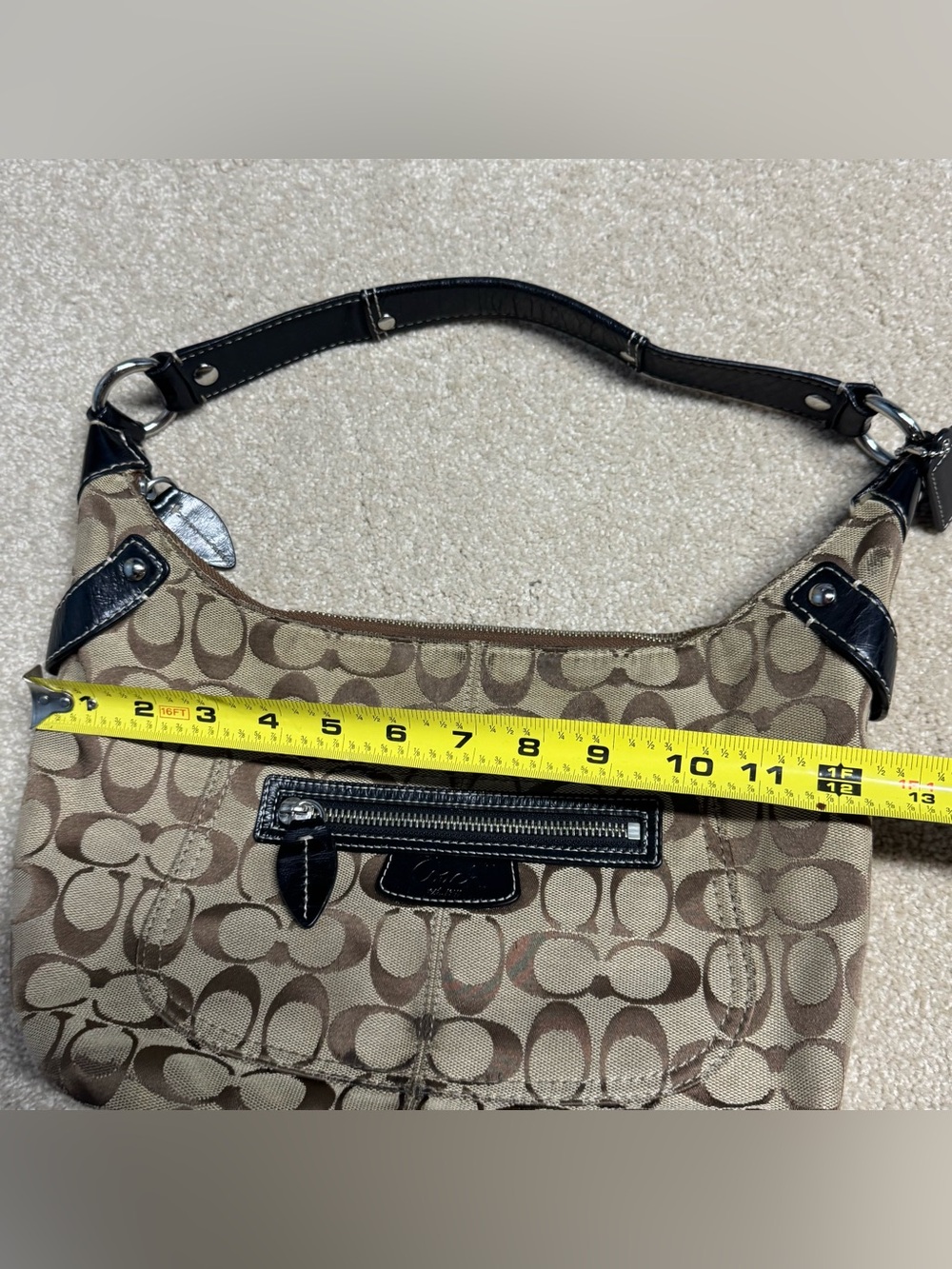 Coach Penelope Brown Signature Sateen Shoulder Bag M0920-F14690 Hand Bag Zip - Picture 9 of 10